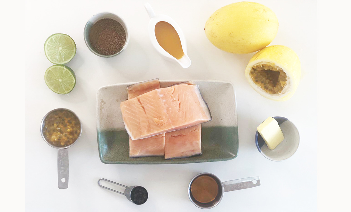 Salmão com Molho de Maracujá e Bourbon.